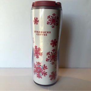 Starbucks Holiday Acrylic White Red Snowflake Travel Mug Coffee Classic Winter